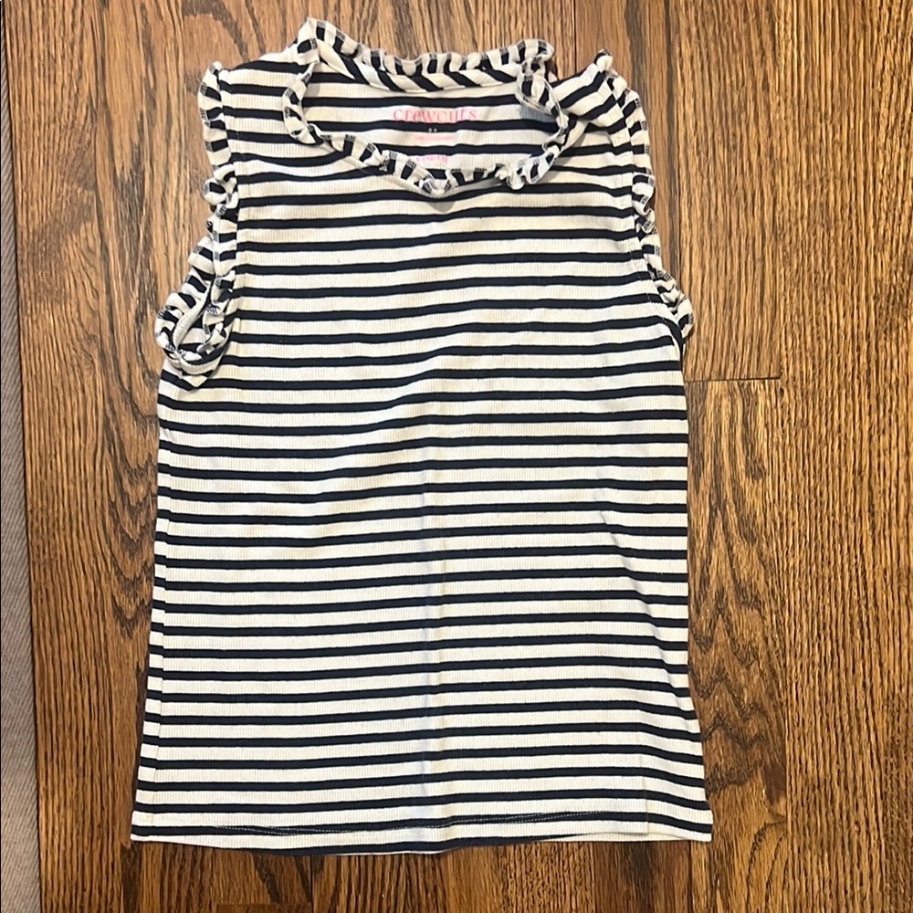 Crewcuts Striped Ruffle Sleeve Tank Top